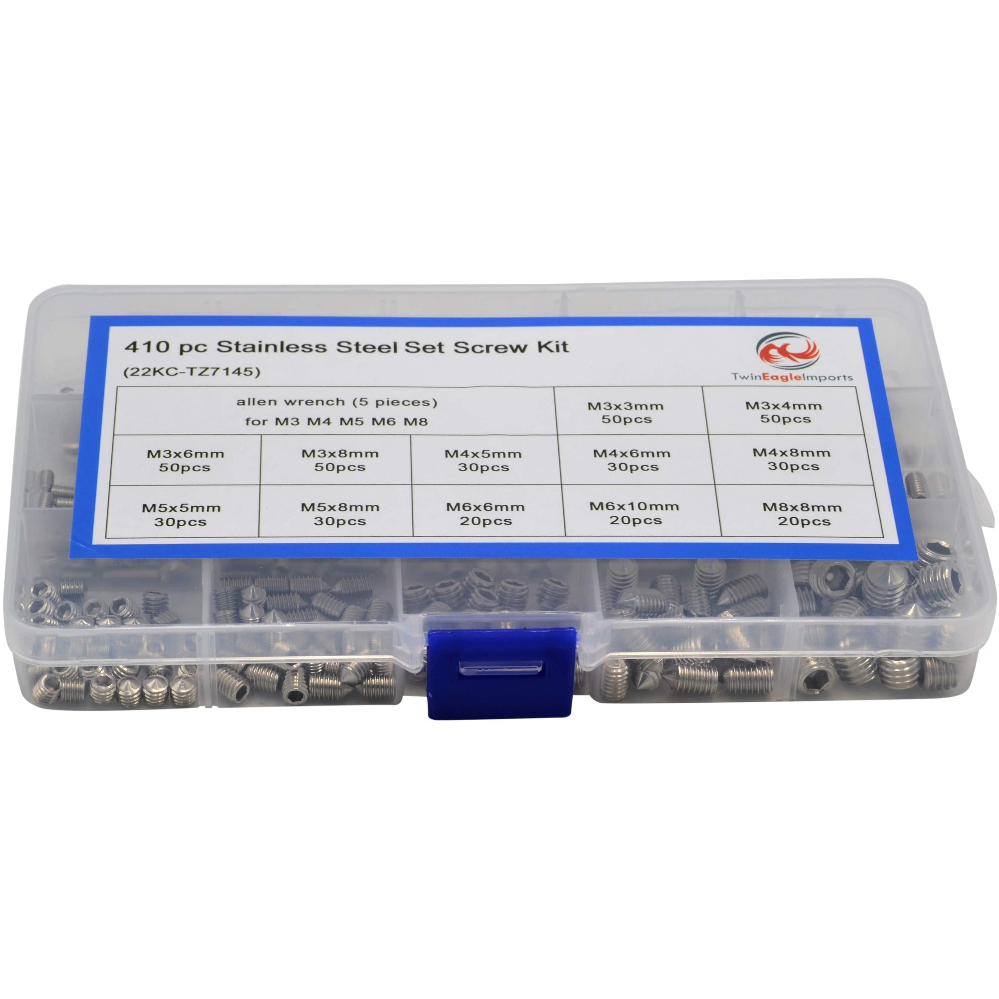 Twin Eagle Imports Grab Kits 410 Piece Stainless Steel Metric Set Screw Grab Kit Assortment