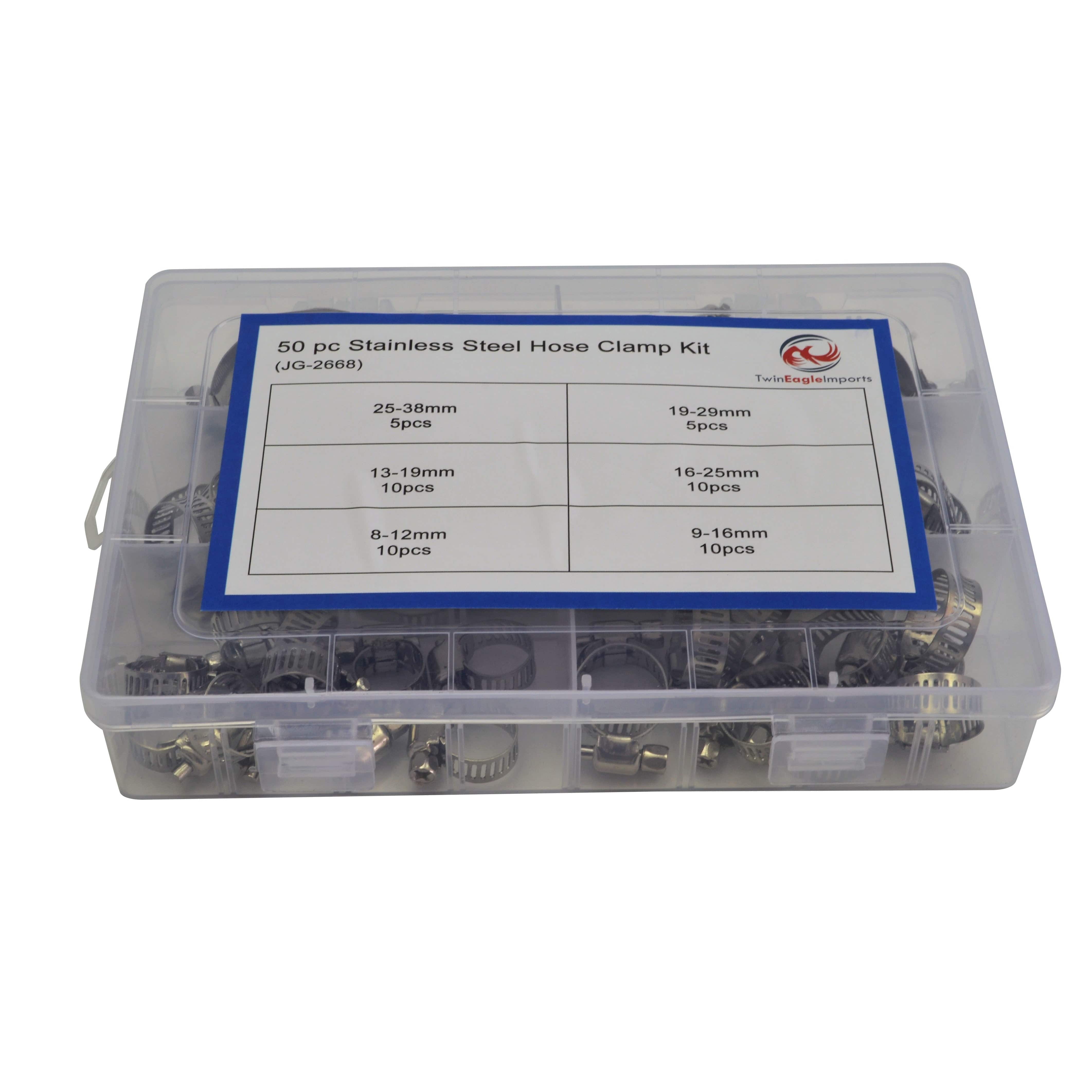 Twin Eagle Imports Grab Kits 50pc Metric Stainless Steel Hose Clamp Grab Kit