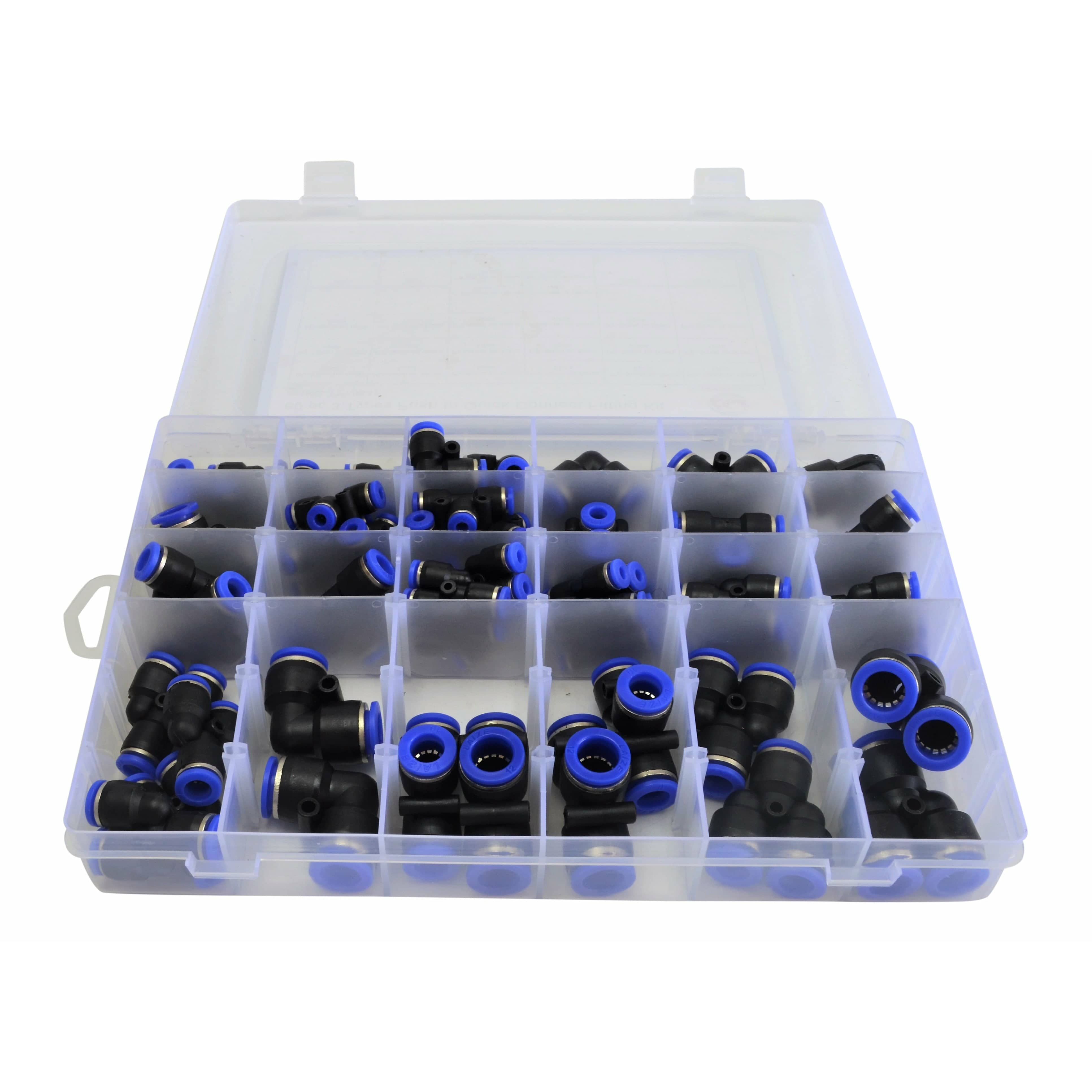 Twin Eagle Imports Grab Kits 60pc Metric Pneumatic Push in Air Line Hose Joiner Grab Kit Assortment