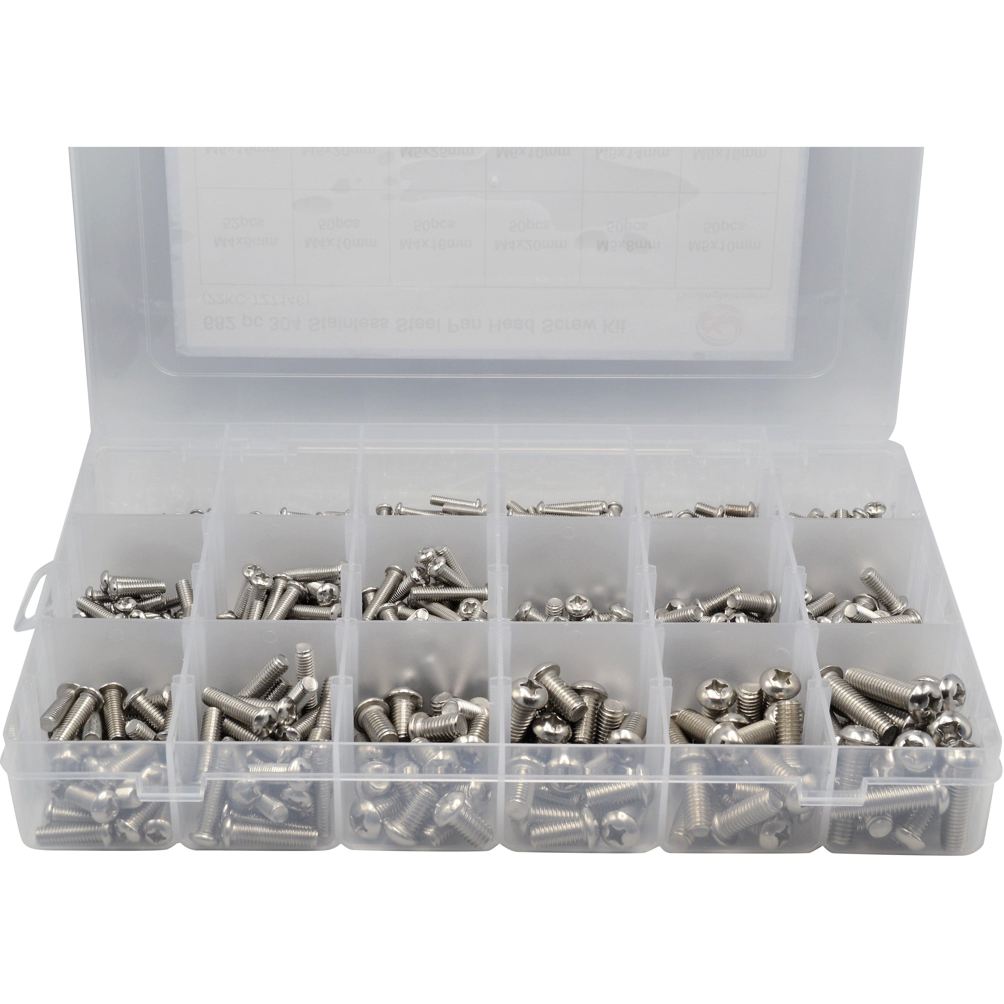 Twin Eagle Imports Grab Kits 682 Piece 304 Stainless Steel Pan Head Screw Grab Kit Assortment