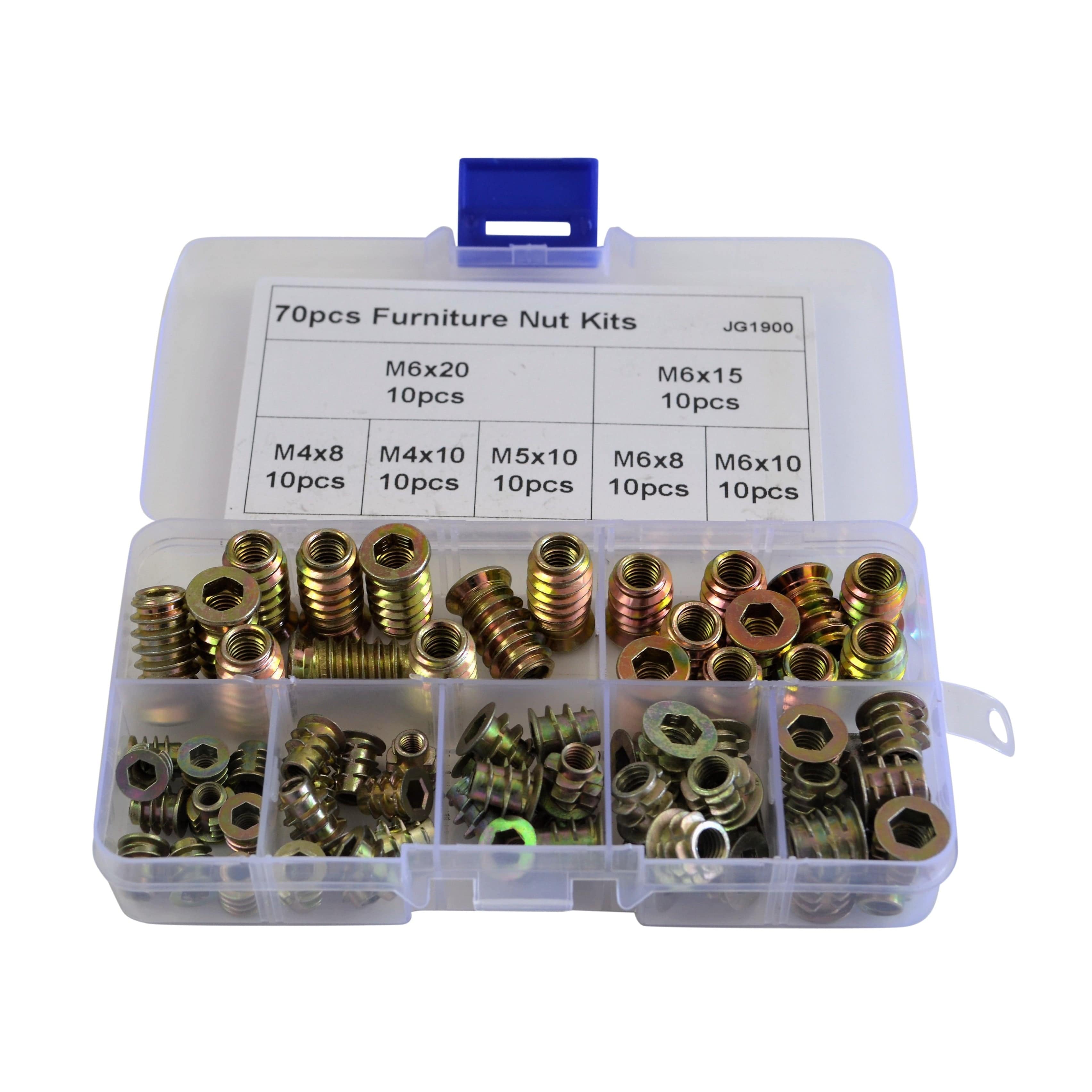 Twin Eagle Imports Grab Kits 70pc Metric Zinc Alloy Furniture Inserts Grab Kit Assortment